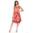 thumbnail image 5 of Sakkas Watercolor Palm Tree Tank Caftan Short Dress - Coral - One Size, 5 of 5