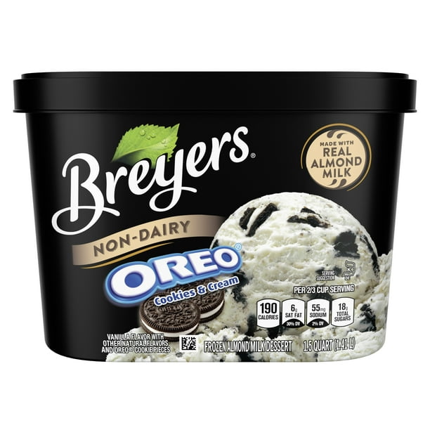 Breyers Non Dairy Frozen Almond Milk Dessert Oreo Cookies Cream 48 Oz Walmart Com Walmart Com