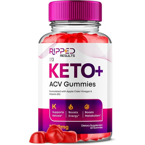 Ripped Results Keto Gummies- Apple Cider Vinegar Supplement for Energy & Focus - Dietary Supplement Gummies with Apple Cider Vinegar Folate Vitamin B12 B6 Beet Root (60 Gummies)