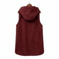 thumbnail image 5 of HAiming Fleece Vest Hooded Cardigan for Women Open Front Solid Color Sleeveless Soft Comfy Jacket Trendy Coats, 5 of 8