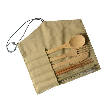 

Wesracia Kitchen Organization Portable Bamboo Cutlery Travel Eco-friendly Fork Spoon Set