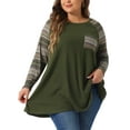 thumbnail image 2 of DARING DIVA Women's Plus Size Long Sleeve Color Block Knit Tunic 4X Army Green, 2 of 6