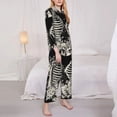thumbnail image 3 of Disketp Skeletons Love Flowers Pajamas Set Long Sleeve Sleepwear Womens Button Down Nightwear Pj Sets-{designName}-Small, 3 of 7