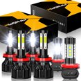 thumbnail image 1 of 6x H11 LED Headlight Bulbs Kit 350% Super Bright Hi/Lo Beam Fog light Bulbs Combo 6000K White, 1 of 14