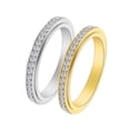 thumbnail image 2 of 3mm Thin14K Yellow Gold Stackable CZ Eternity Spinner Ring Wedding Band for Women Men, 2 of 7