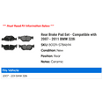 thumbnail image 2 of Rear Brake Pad Set - Compatible with 2007 - 2011 BMW 328i 2008 2009 2010, 2 of 2