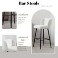 thumbnail image 3 of Dayalane Modern Upholstered Counter Height Bar Stools Set of 4, 30 Inch Sherpa Barstools with Back, Comfy Bar Stools with Metal Legs for Kitchen Counter, Island Stools for Restaurants,Bar, White, 3 of 10
