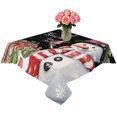 thumbnail image 2 of Black Snowman Christmas Table Cloth Waterproof Tablecloths, Winter Snowflake Xmas Gifts Tablecloth Dining Table Cover for Kitchen Party Tabletop Outdoor, Square Tablecloth 60x60 Inch, 2 of 9
