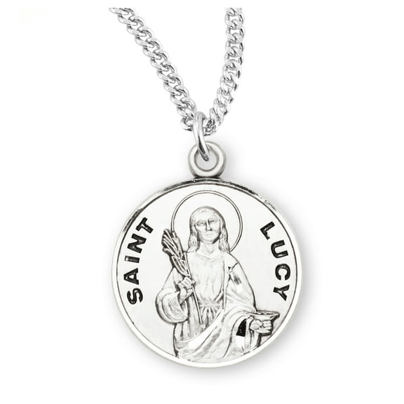 St. Lucy Sterling Silver Medal Necklace