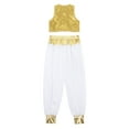 thumbnail image 4 of Yeahdor Kids Boys Arabian Prince Costume Set Halloween Fancy Dress Up Braided Trimming Open Front Waistcoat with Pants Yellow 14, 4 of 7