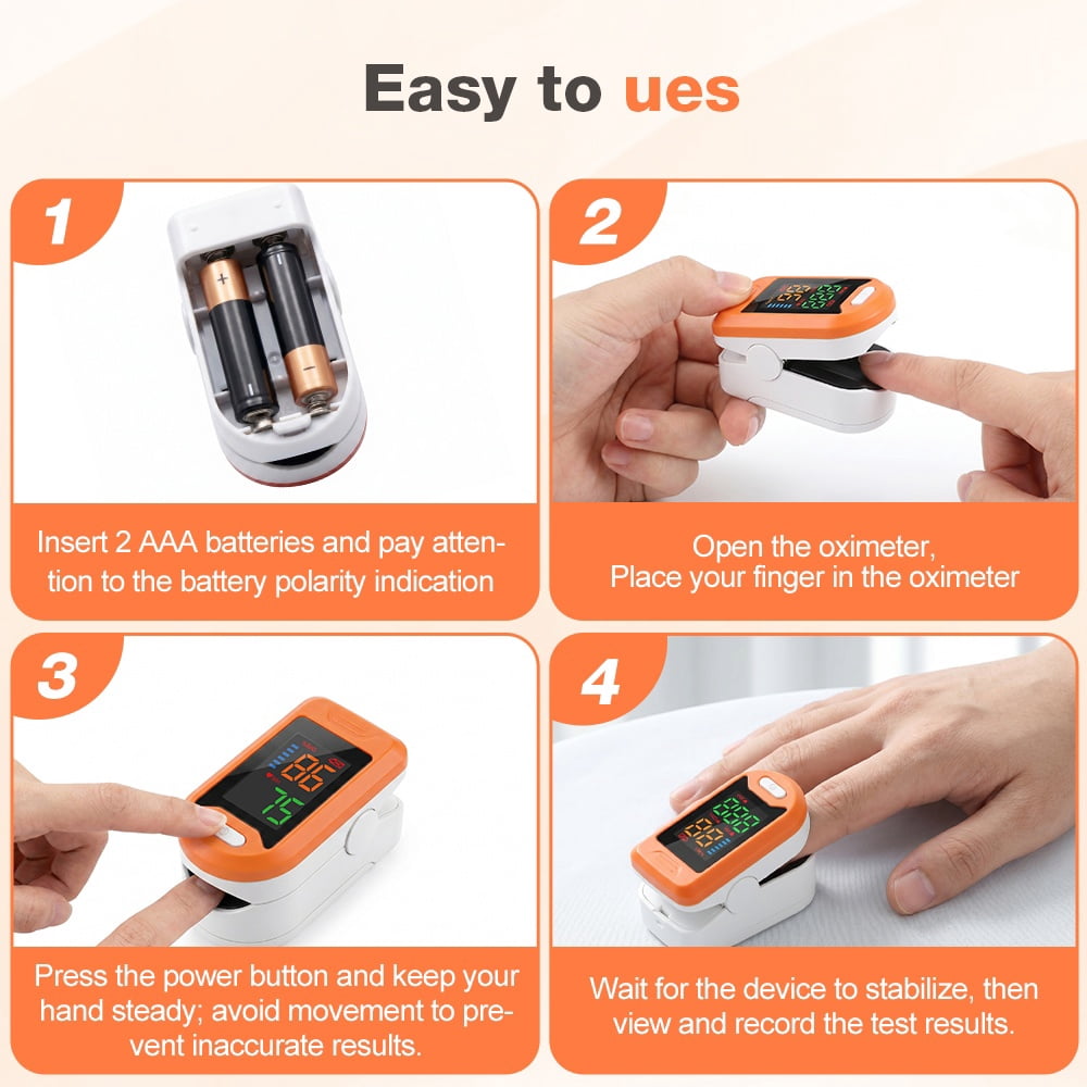 LaseLocks Fingertip Pulse Oximeter, Blood Oxygen Saturation Monitor with Large Digital Display, Dry Battery Operated (Batteries Not Included)-Orange