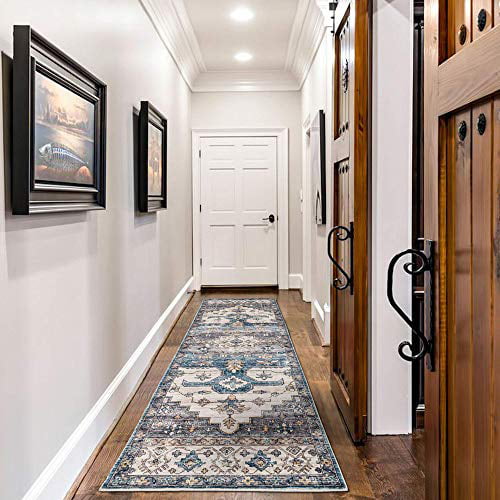Decomall Fineen Runner Rugs For Hallway, Blue Runner Rugs For Kitchen