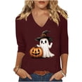 thumbnail image 2 of PNTUTB Women's Fashion St. Patrick's Day Printed 3/4 Sleeve Tops V-Neck Tops Blouse, 2 of 6
