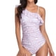 thumbnail image 2 of Trajes de baño de un hombro con volantes para mujer, traje de baño elástico transpirable con estampado de leopardo elegante para fiesta en la playa, rosa L, 2 of 5