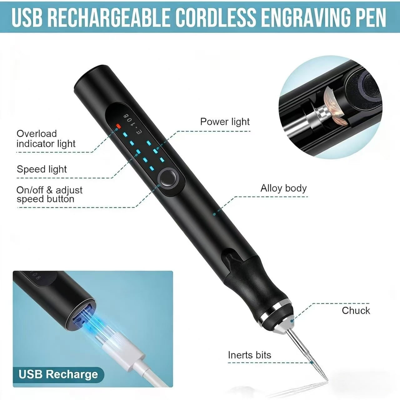 RITUALS Electric Engraving Pen with 37 Bits, USB Rechargeable Cordless Engraving Machine, Portable DIY Rotary Engraver for Jewelry Wood Glass Stone Carving