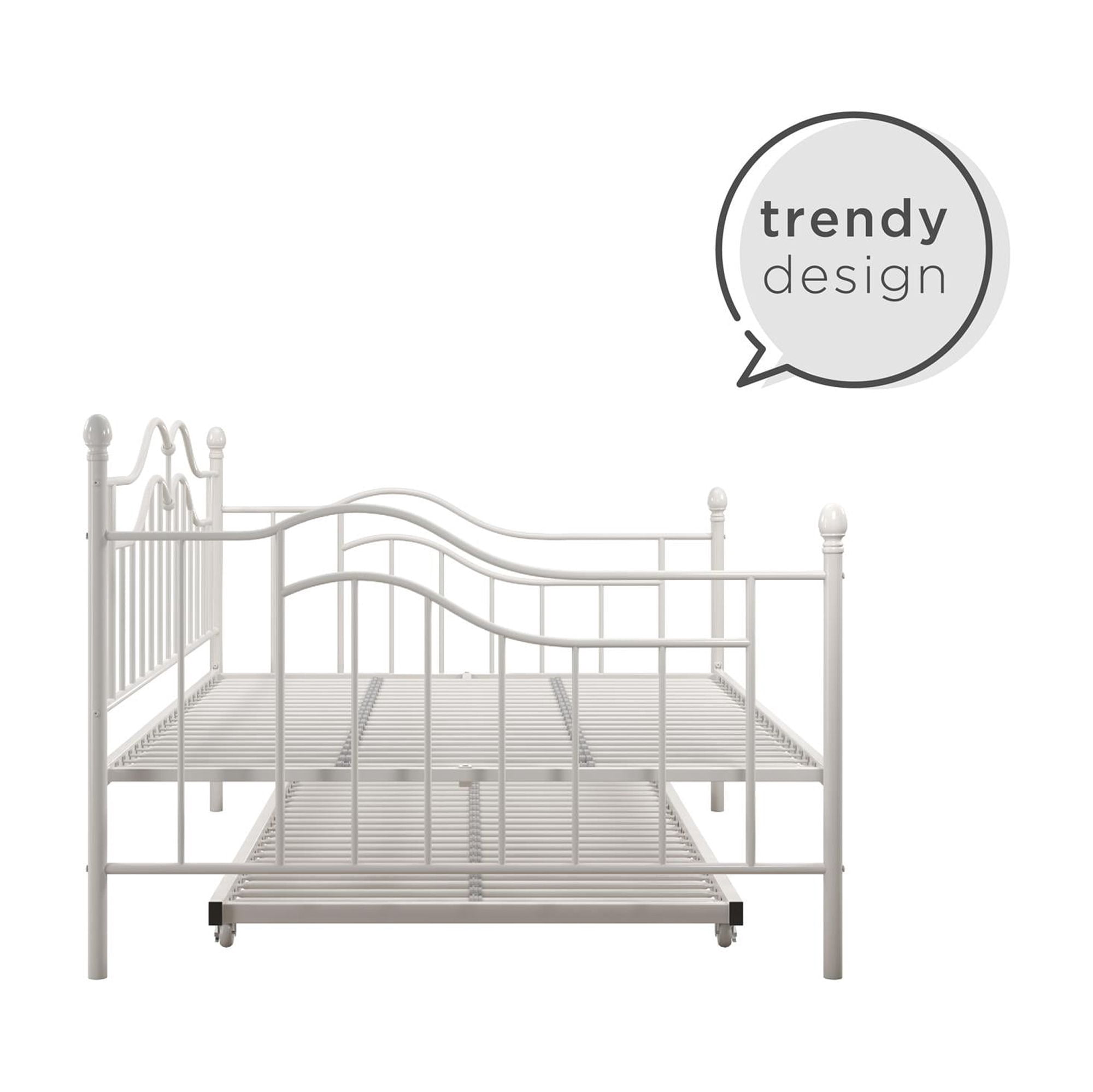 DHP Tokyo Metal Daybed and Trundle, Full/Twin, White