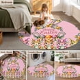 thumbnail image 5 of Round Rugs 4 Ft, Happy Eatser Non Slip Area Rugs for Kitchen Bedroom Entryway, Cute Bunny Colorful Eggs Rustic Flower Plants Pink Washable Carpet Runner Rug Floor Mats for Bedroom Home Decor, 5 of 8