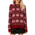 thumbnail image 2 of Yesfashion Women's Christmas Snowflake Knitted Sweater Long Sleeve Crew Neck Print Pullover Knitwear, 2 of 8