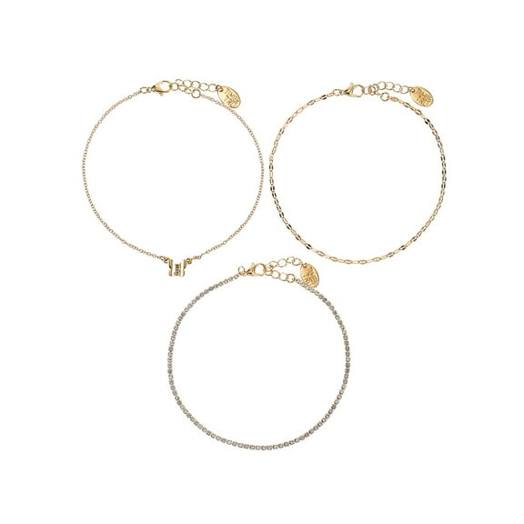 Time and Tru Women's Goldtone Butterfly Motif Anklet Set, 3 Pieces