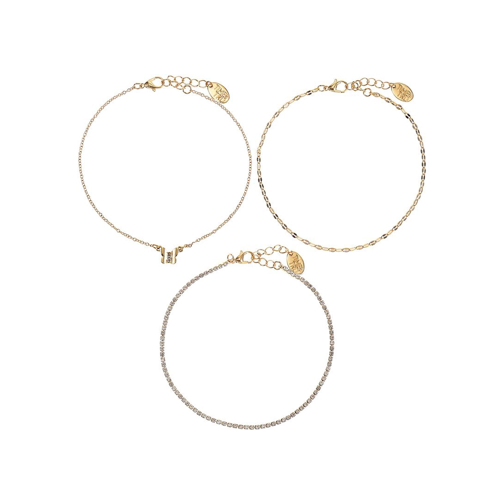 Time and Tru Women's Goldtone Butterfly Motif Anklet Set, 3 Pieces