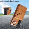 thumbnail image 2 of Galaxy S22 Plus Case with Ring Holder Stand, Allytech Classic PU Leather Back Cover with Cards Holder Shockproof Detachable Shoulder Strap Wallet Case for Samsung Galaxy S22 Plus - Brown, 2 of 14