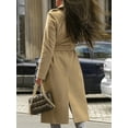 thumbnail image 4 of YONGHS Women Trench Coat Long Sleeve Lapel Winter Overcoat Mid-Long Belted Slim Outerwear Coat Camel S, 4 of 4