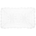 thumbnail image 1 of Mantel individual de flores de ganchillo hecho a mano, delicado cojín de encaje de algodón trenzado, ahuecado, decorativo para mesa de boda (blanco, 30 x 50 cm), 1 of 8