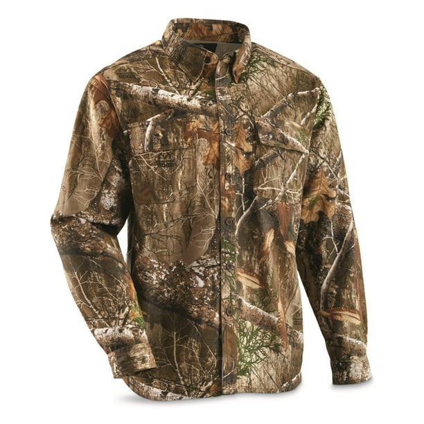 Guide Gear Camo Shirts for Men, Button Up Shirts Long Sleeve Camouflage