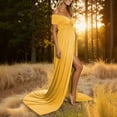 thumbnail image 5 of QHFBli Maternity Off Shoulder Long Sleeve Fitted Gown Maxi Chiffon Dress for Photo Shoot Baby Shower, 5 of 7