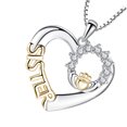 thumbnail image 4 of 1pc Woman Love Heart Necklace Sister Clavicle Chain Simple Temperament Necklace, 4 of 8