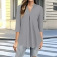 thumbnail image 2 of FAIWAD Womens Blouses Dressy Casual Business Tops Loose Comfy 3/4 Sleeve V Neck Work Office Shirts, 2 of 5