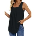 thumbnail image 4 of UVN Summer Tank Tops for Women Square Neck Sleeveless Tops Pleated Curved Hem Flowy Shirts Loose Fit Camis, 4 of 9
