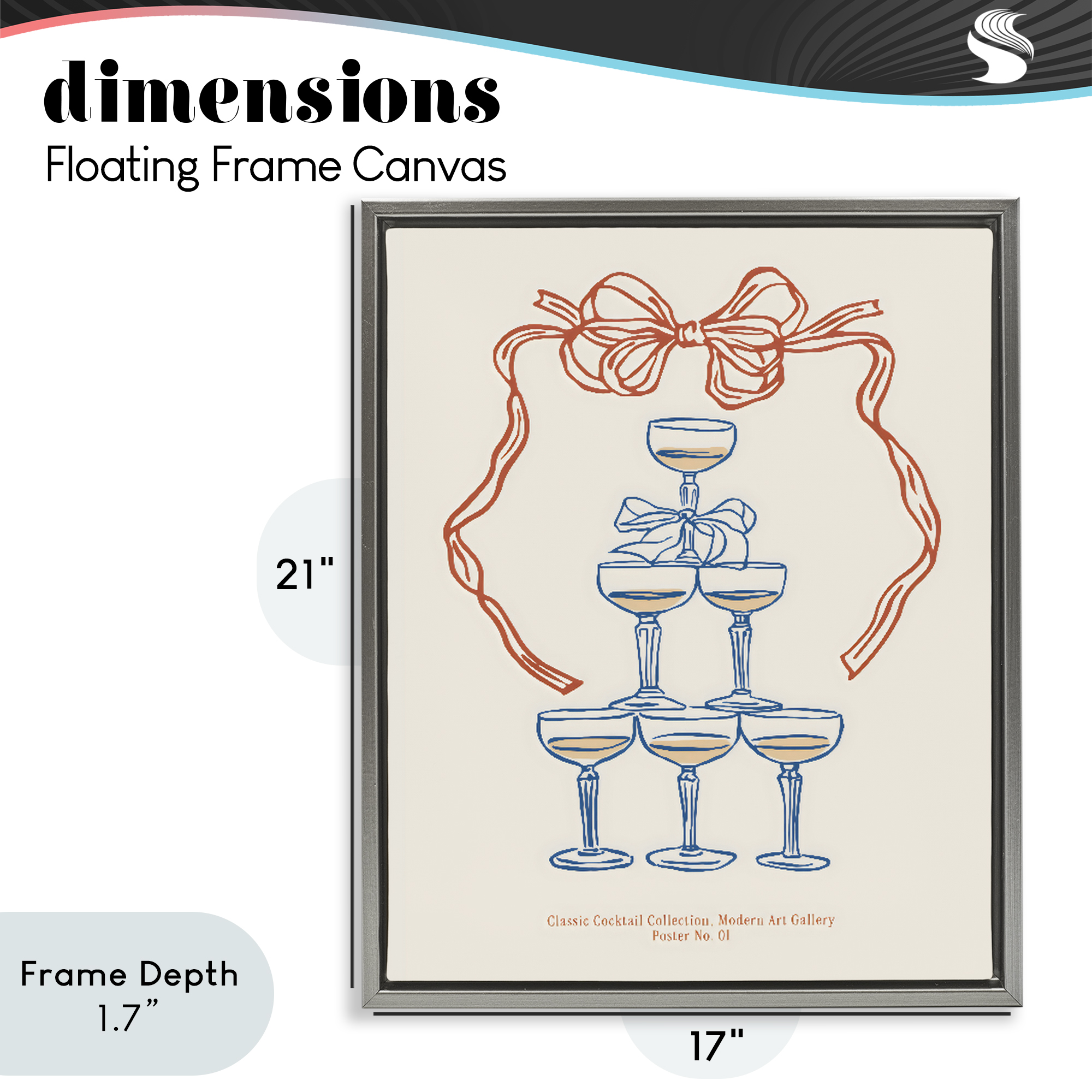Stupell Industries Classic Cocktail Tower Gray Framed Floater Canvas Wall Art, design by The Prints Vibe