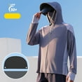 thumbnail image 2 of Dagegui UPF 50+ Sun Protection Jacket Men UV Hoodie Summer Zip Up Hooded Top with Face Mask Outdoor Hiking Fishing Camping Jackets Dark Gray L, 2 of 6