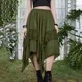 thumbnail image 4 of Women's Renaissance Pirate Skirt Contrast Lace Asymmetrical Midi Skirts Whimsical Clothes Army Green, 4 of 9