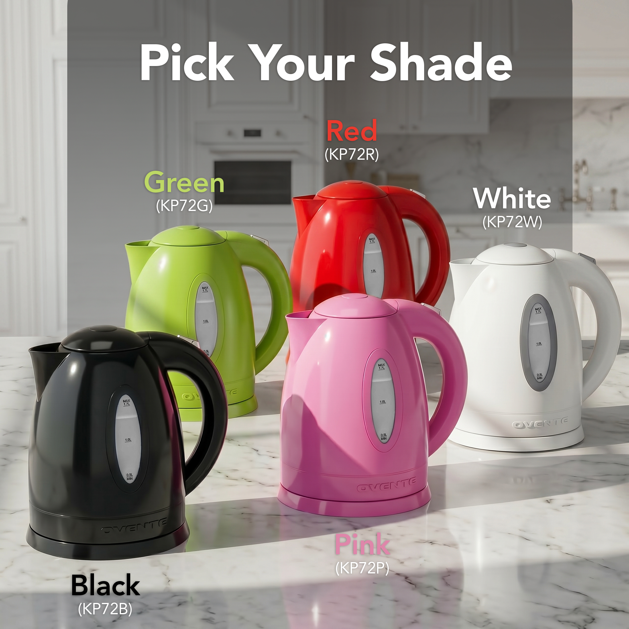 Ovente 1.7L Electric Kettle, 1100W Fast Boiling, Black photo 7