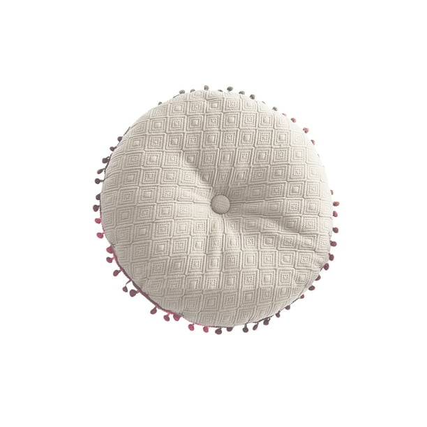 Cojín para sofá y silla Naiovety con borlas de algodón PP Color sólido Blanco
