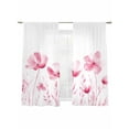 thumbnail image 7 of Pink Spring Floral Sheer Curtains 72 Inch Length 2 Panels Set, Watercolor Botanical Summer Flower Voile Window Treatment Rod Pocket Curtains Sheers Drapes for Bedroom/Living Room/Kitchen 52"x72"x2, 7 of 7