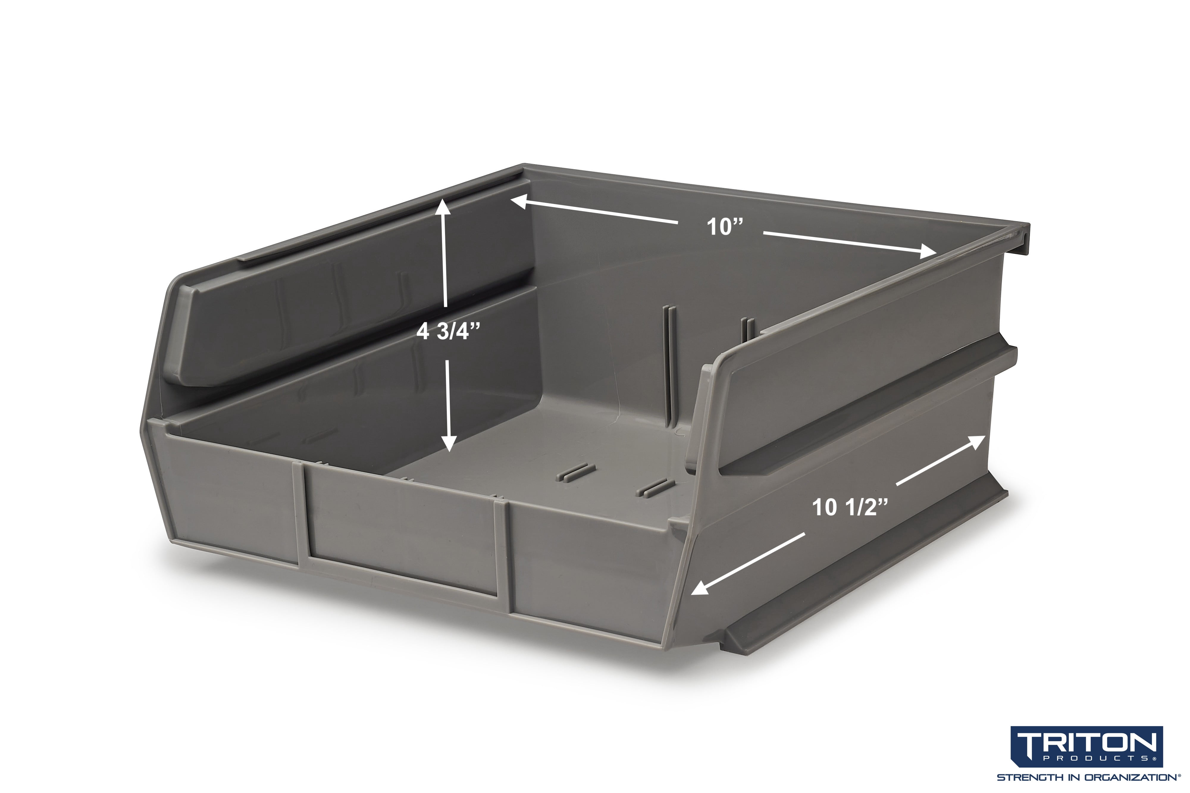 LocBin 10-7/8 In. L x 11 In. W x 5 In. H Gray Stacking, Hanging, Interlocking Polypropylene Bins, 6 CT