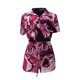 thumbnail image 4 of VISgogo, traje de 2 uds con pantalones para mujer, blusa con botones de solapa de manga corta estampada, pantalones cortos ajustados de cintura alta, ropa encantadora para mujer VISgogo  moda, 4 of 7
