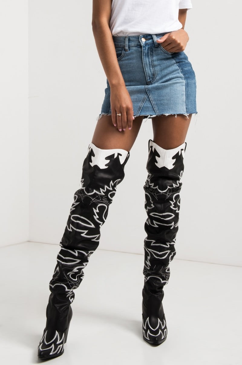 high knee cowgirl boots