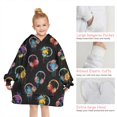 thumbnail image 6 of Colorful Headphones Games Icons Black Pattern Blanket Hoodies for Kids 6-13YR Oversize Wearable Blanket Hoodies for Boys Girls Teens, 6 of 7
