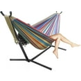 thumbnail image 3 of Sorbus Brazilian Blue, Sand, Purple, Red Stripes Double Hammock with Stand, 3 of 5