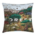 thumbnail image 1 of Nature Throw Pillow Cushion Cover, Mountain Range Valley with Forest Typography and Trees Mother Earth Cartoon Graphic, Decorative Square Accent Pillow Case, 24 X 24 Inches, Multicolor, by Ambesonne, 1 of 2