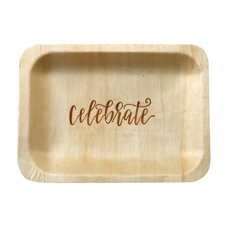 Wood & Wonder 50 Piece Celebrate Fancy Disposable Wood Wedding Plates