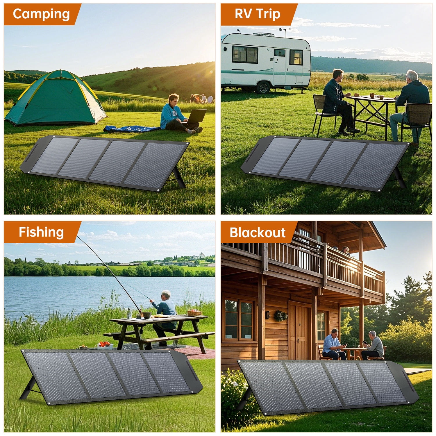 LVYUAN 300 Watt Solar Panel Foldable Solar Charger with Adjustable Kickstands, Portable IP67 Waterproof for Camping,  Home, RV, Outdoor, Power Station, off Grid