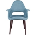 thumbnail image 6 of 2xhome Set of 2 Mid Century Modern Upholstered Fabric Organic Accent Living Room Dining Arm Chairs with Dark Natural Wooden Legs, Light Blue, 6 of 8