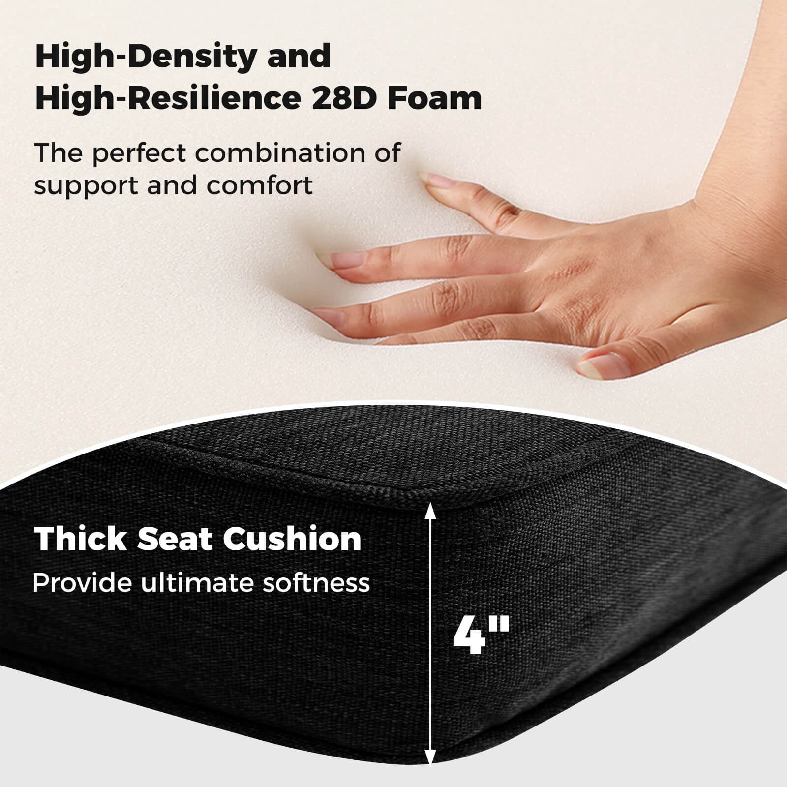 Costway 2-Pack 24" x 24" Deep Seat Cushion & Back Pillow with Removable Covers Outdoor Black
