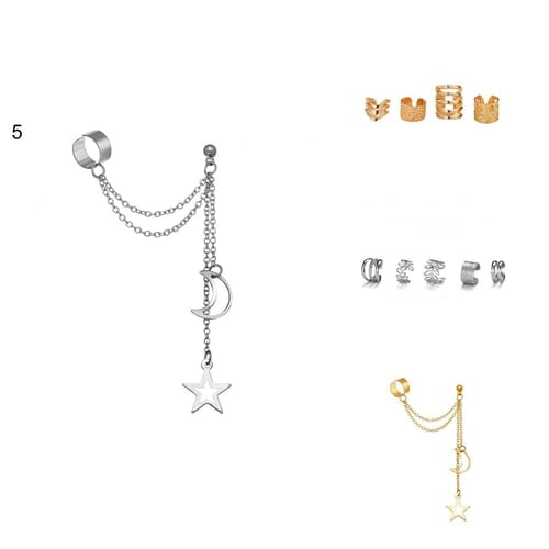 1 Set Hoop Earring Cool Round Hip-hop Style Non Ear Piercing Lady Ear Clip for Daily Wear
