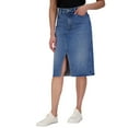 thumbnail image 2 of Lucky Brand Women's Asymmetrical Front Slit Denim Midi Skirt (Blue, 8), 2 of 7